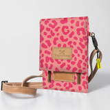 Kids Urban Cellphone Sling | Laminated Fabric with Genuine Leather Cheetah - Pink / Chunky Zip Kids Urban Sling