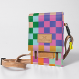 Kids Urban Cellphone Sling | Laminated Fabric with Genuine Leather Checker - Preppy / Chunky Zip Kids Urban Sling