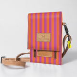 Kids Urban Cellphone Sling | Laminated Fabric with Genuine Leather Linear - Preppy / Chunky Zip Kids Urban Sling