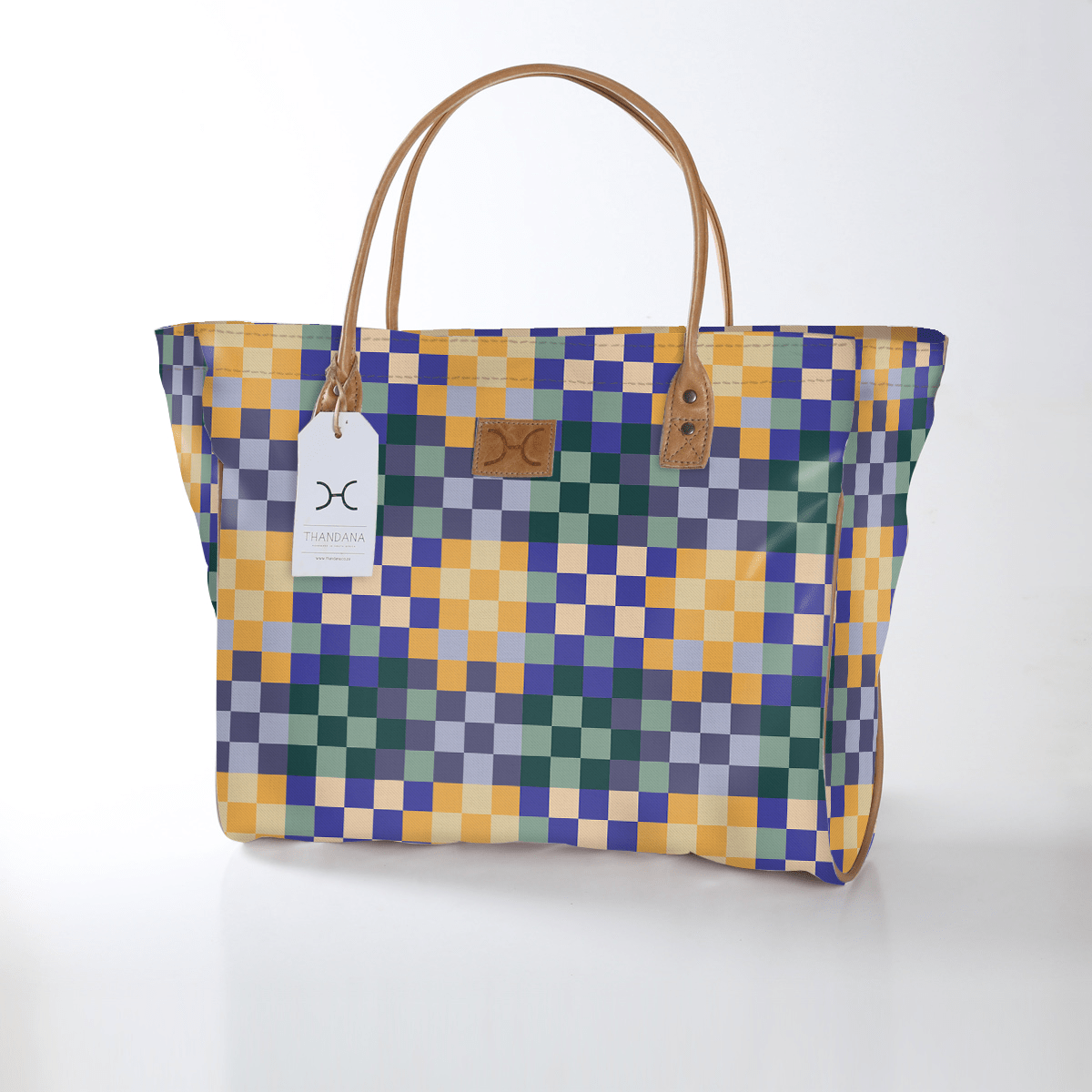 Kids Utility Shopper Bag | Laminated Fabric Checker - Jet Utility Shopper Bag by Thandana
