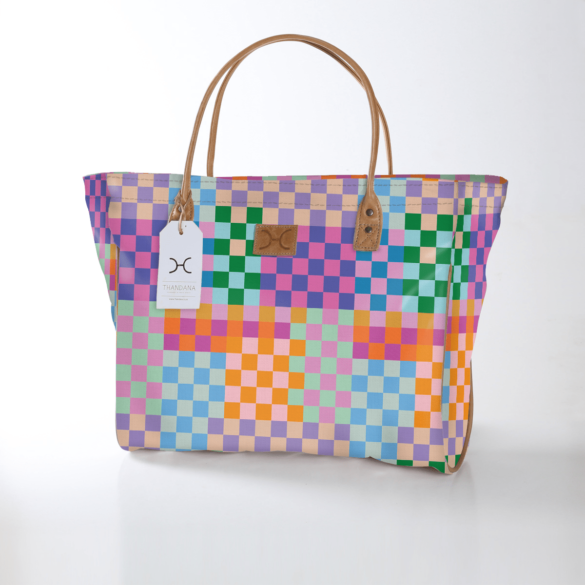 Kids Utility Shopper Bag | Laminated Fabric Checker - Preppy Utility Shopper Bag by Thandana