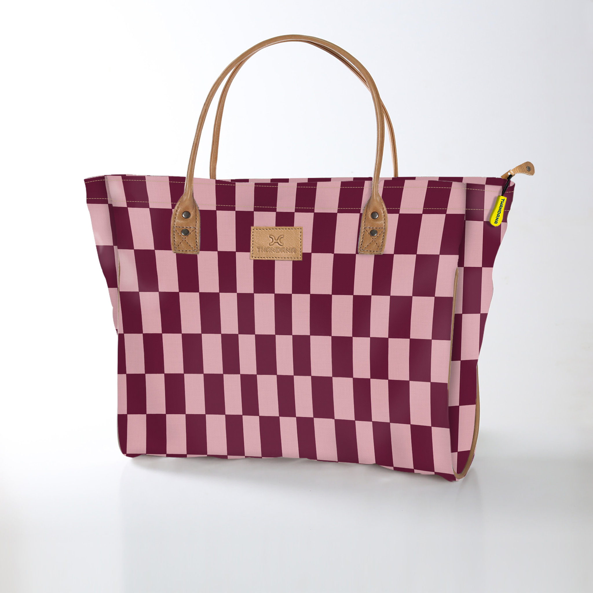 Kids Utility Shopper Bag | Laminated Fabric Checkmate - Cherry Utility Shopper Bag by Thandana