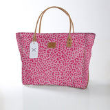 Kids Utility Shopper Bag | Laminated Fabric Cheetah - Pink Utility Shopper Bag by Thandana