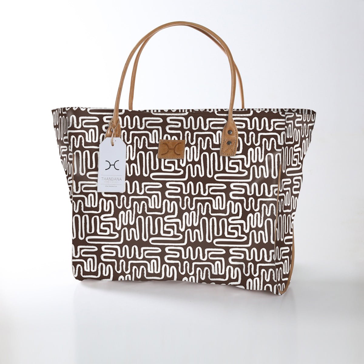 Kids Utility Shopper Bag | Laminated Fabric Geo - Black Utility Shopper Bag by Thandana