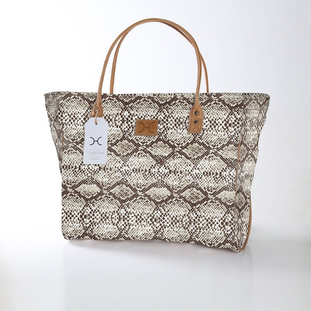 Kids Utility Shopper Bag | Laminated Fabric Python - Moody Utility Shopper Bag by Thandana