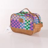 Kids Vanity Bag | Laminated Fabric with Genuine Leather Checker - Preppy Vanity Fabric by Thandana