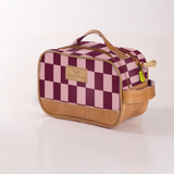 Kids Vanity Bag | Laminated Fabric with Genuine Leather Checkmate - Cherry Vanity Fabric by Thandana