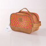 Kids Vanity Bag | Laminated Fabric with Genuine Leather Cheetah - Preppy Vanity Fabric by Thandana