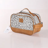 Kids Vanity Bag | Laminated Fabric with Genuine Leather Cheetah - White Vanity Fabric by Thandana