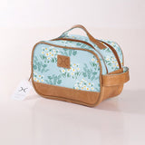 Kids Vanity Bag | Laminated Fabric with Genuine Leather Crazy Daisy - Sage Vanity Fabric by Thandana