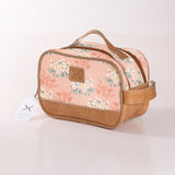 Kids Vanity Bag | Laminated Fabric with Genuine Leather Crazy Daisy - Blush Vanity Fabric by Thandana