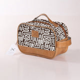 Kids Vanity Bag | Laminated Fabric with Genuine Leather Geo - Black Vanity Fabric by Thandana