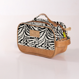 Kids Vanity Bag | Laminated Fabric with Genuine Leather Nomad Stripe - Pitch Vanity Fabric by Thandana