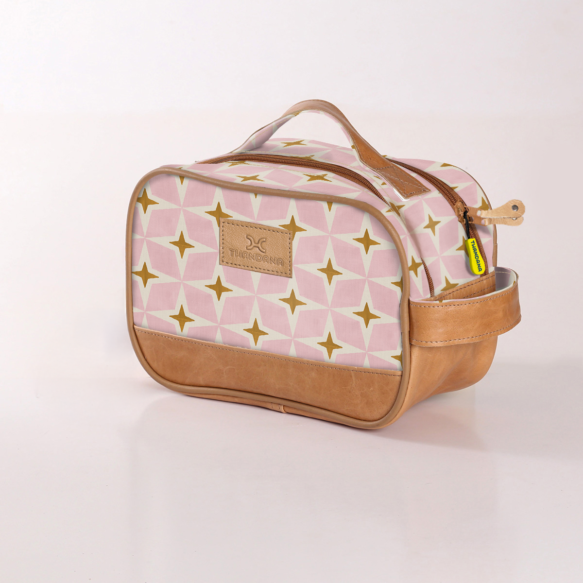 Kids Vanity Bag | Laminated Fabric with Genuine Leather Nova - Blush Vanity Fabric by Thandana