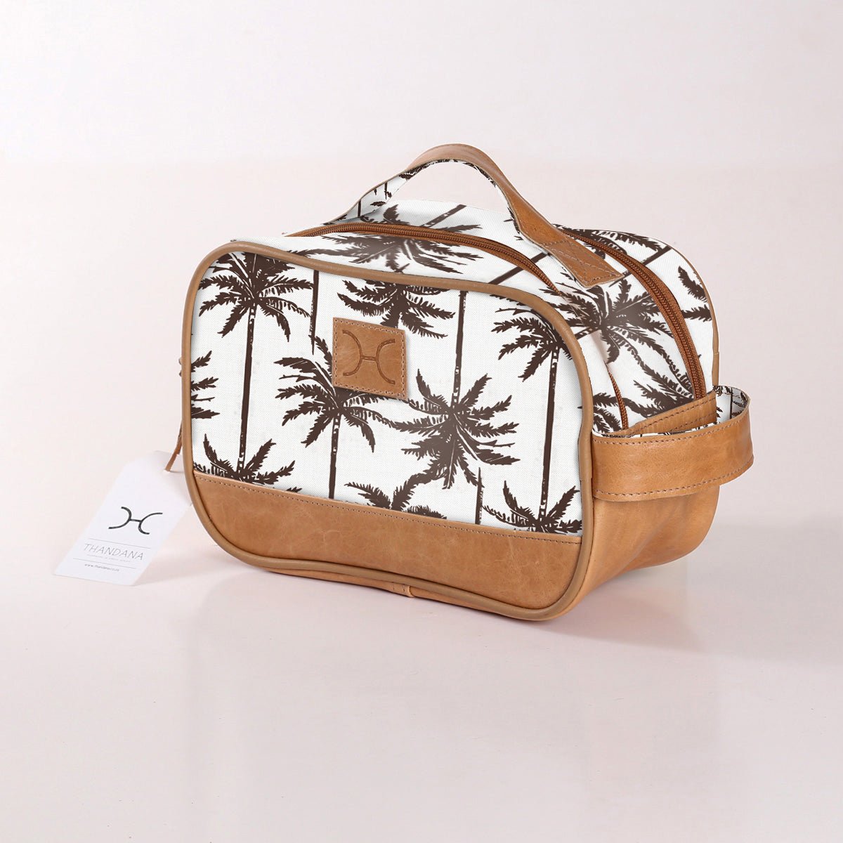 Kids Vanity Bag | Laminated Fabric with Genuine Leather Palm - Neutral Vanity Fabric by Thandana