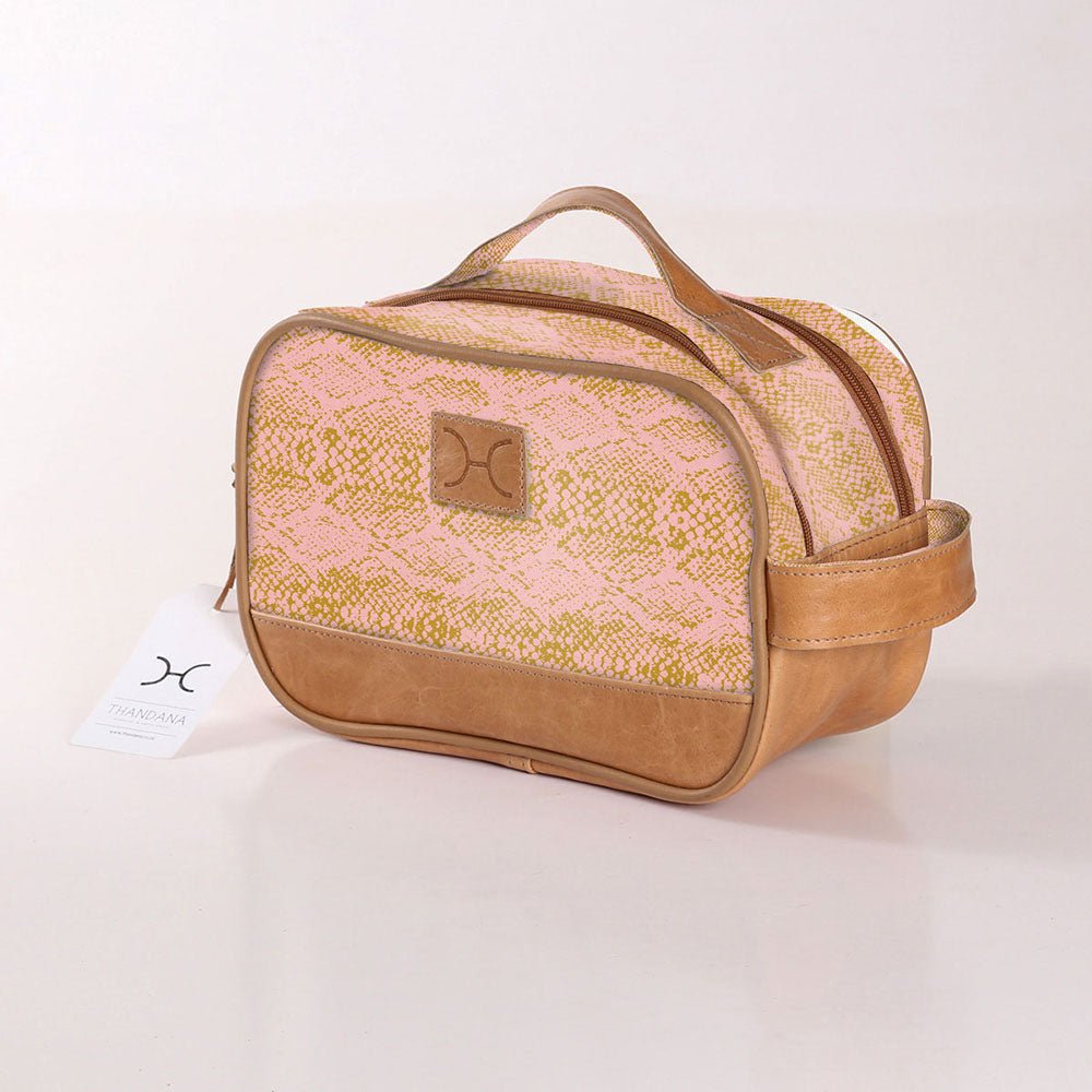 Kids Vanity Bag | Laminated Fabric with Genuine Leather Python - Bloom Vanity Fabric by Thandana