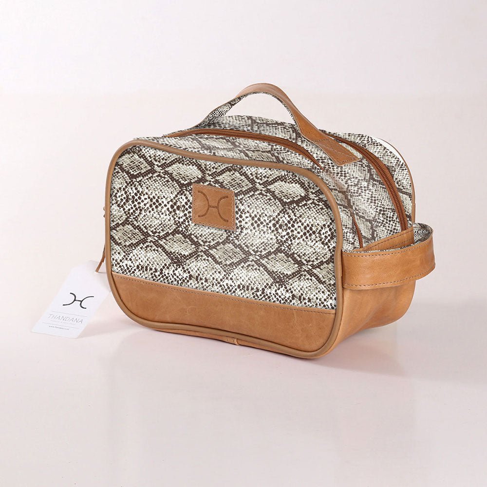 Kids Vanity Bag | Laminated Fabric with Genuine Leather Python - Moody Vanity Fabric by Thandana