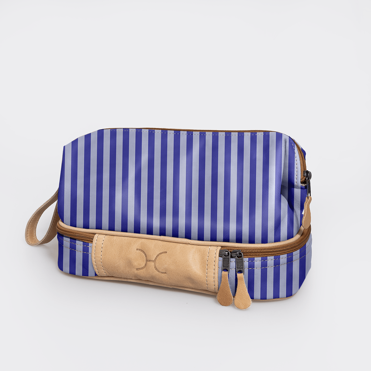 Kids Wash Bag | Laminated Fabric with Genuine Leather Linear - Jet Vanity Fabric by Thandana