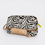 Kids Wash Bag | Laminated Fabric with Genuine Leather Nomad Stripe - Pitch Vanity Fabric by Thandana