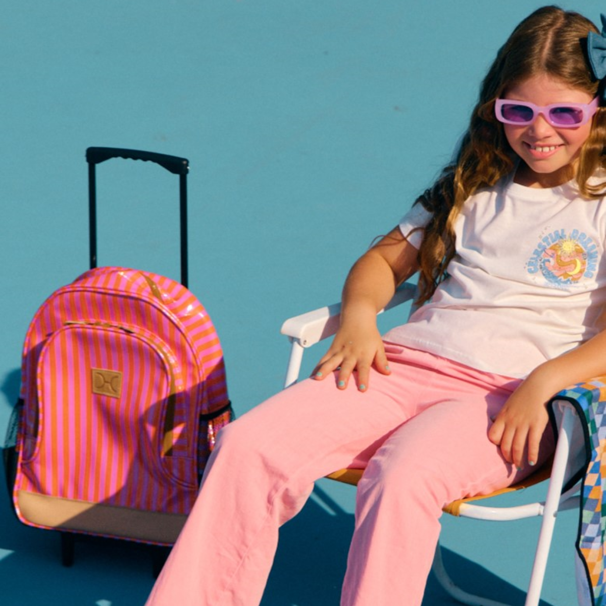 Kids Wheelie Backpack | Laminated Fabric | Black Handle Kids Backpack by Thandana