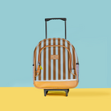 Kids Wheelie Backpack | Laminated Fabric | Black Handle Coastal Stripe - Blue Kids Backpack by Thandana