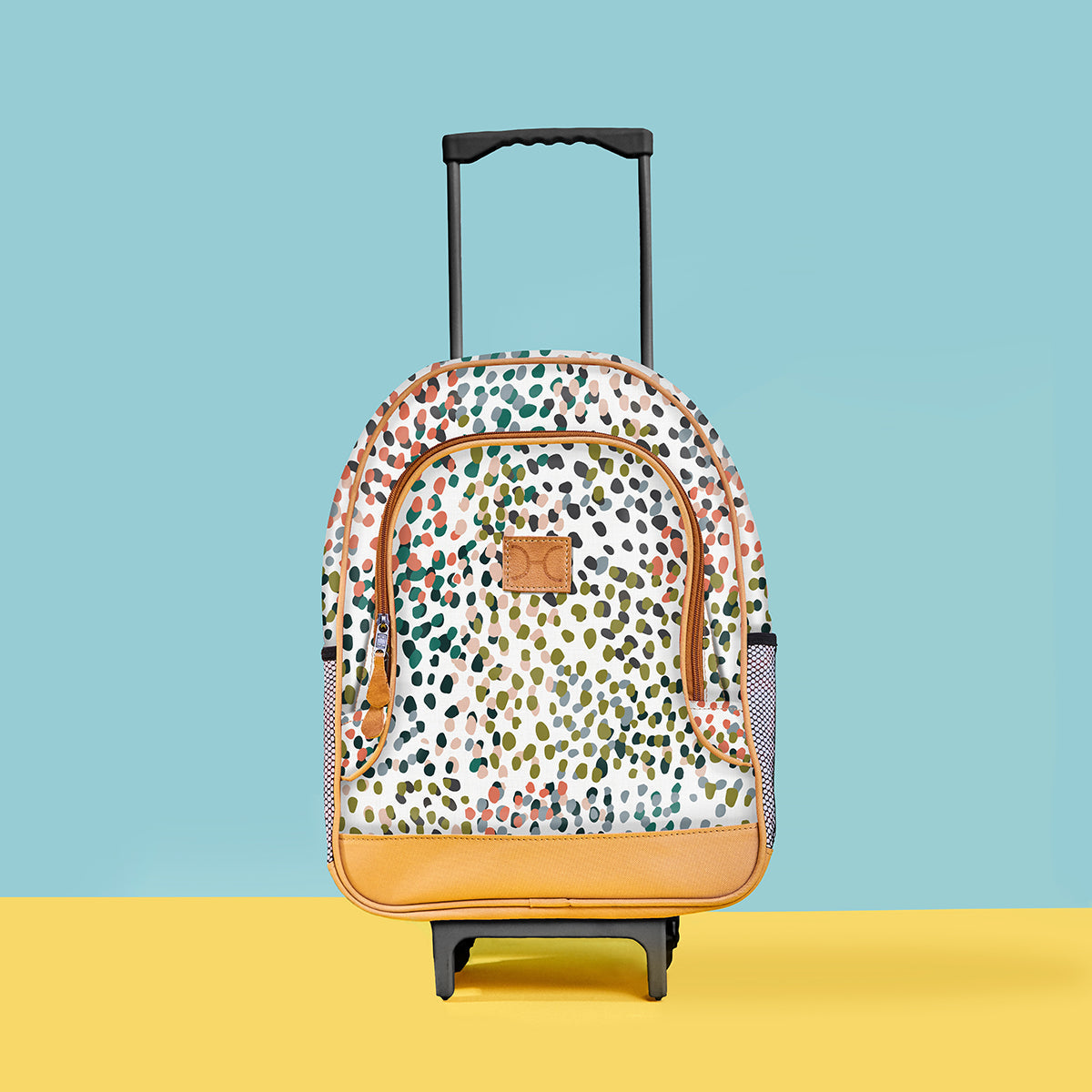 Kids Wheelie Backpack | Laminated Fabric | Black Handle Confetti - All About Kids Backpack by Thandana