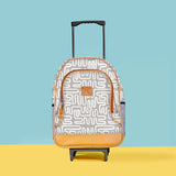 Kids Wheelie Backpack | Laminated Fabric | Black Handle Geo - Moonstruck Kids Backpack by Thandana