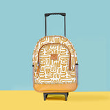 Kids Wheelie Backpack | Laminated Fabric | Black Handle Geo - Sand Kids Backpack by Thandana