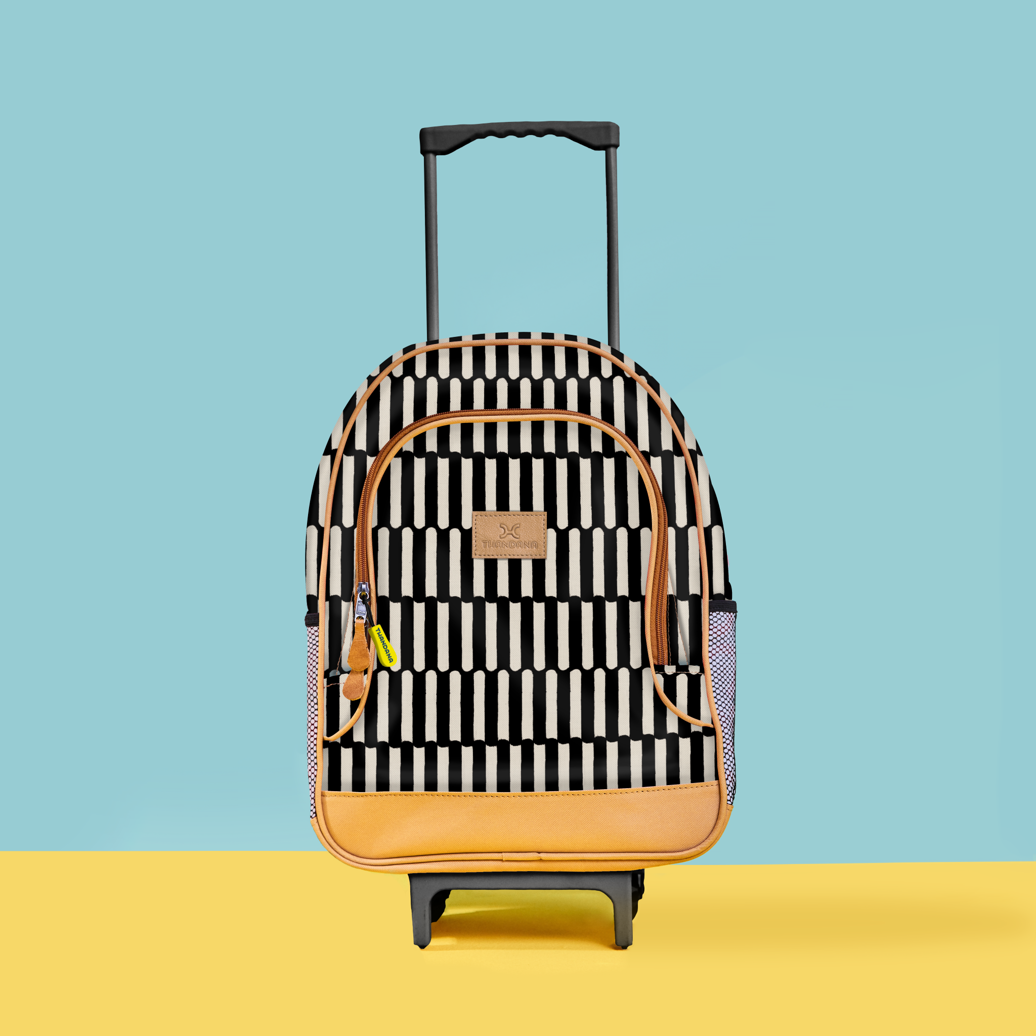 Kids Wheelie Backpack | Laminated Fabric | Black Handle Indie - Pitch Kids Backpack by Thandana