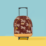 Kids Wheelie Backpack | Laminated Fabric | Black Handle Midnight Pony - Cherry Kids Backpack by Thandana