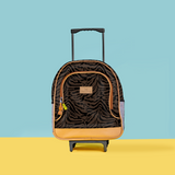 Kids Wheelie Backpack | Laminated Fabric | Black Handle Nomad Stripe - Coffee Kids Backpack by Thandana