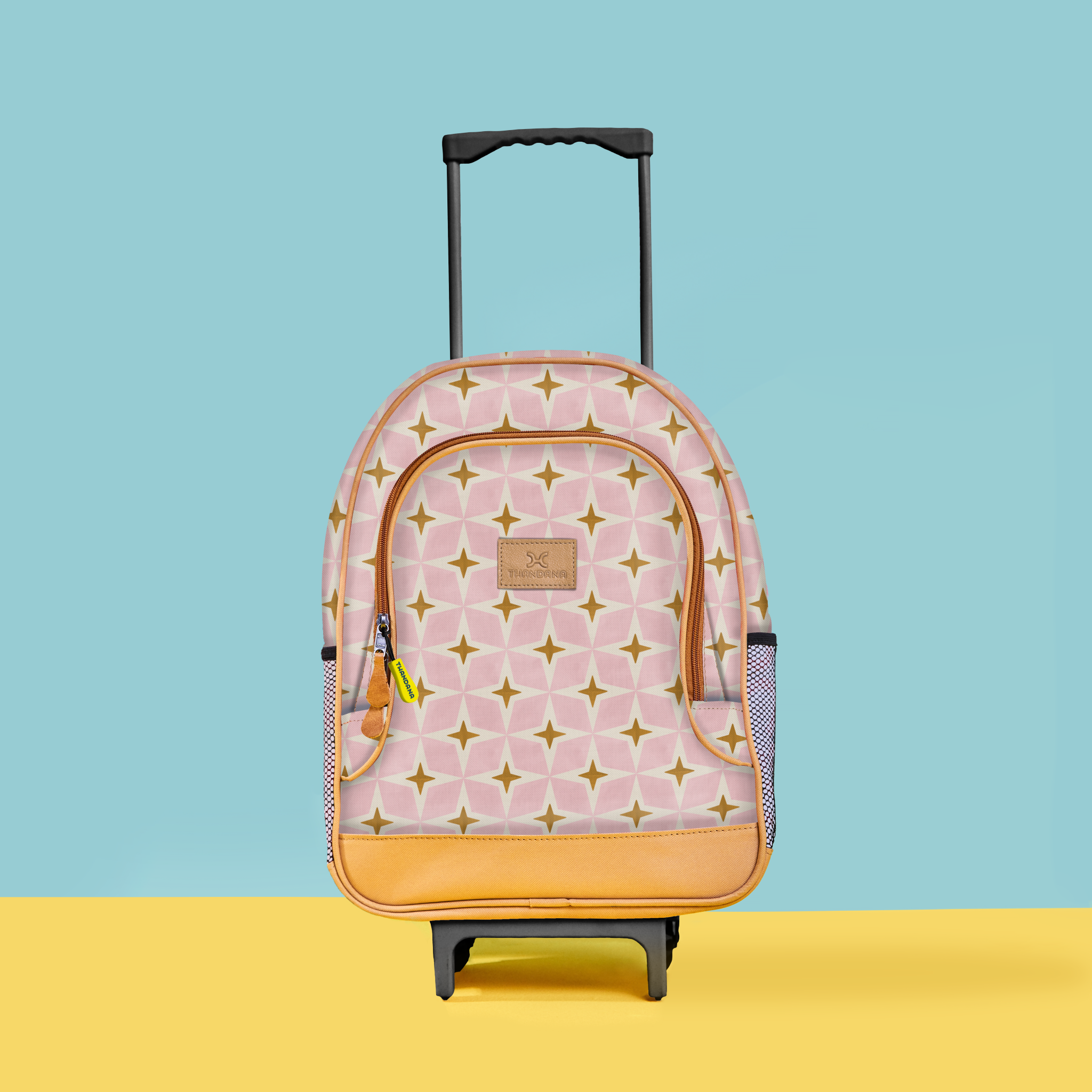 Kids Wheelie Backpack | Laminated Fabric | Black Handle Nova - Blush Kids Backpack by Thandana