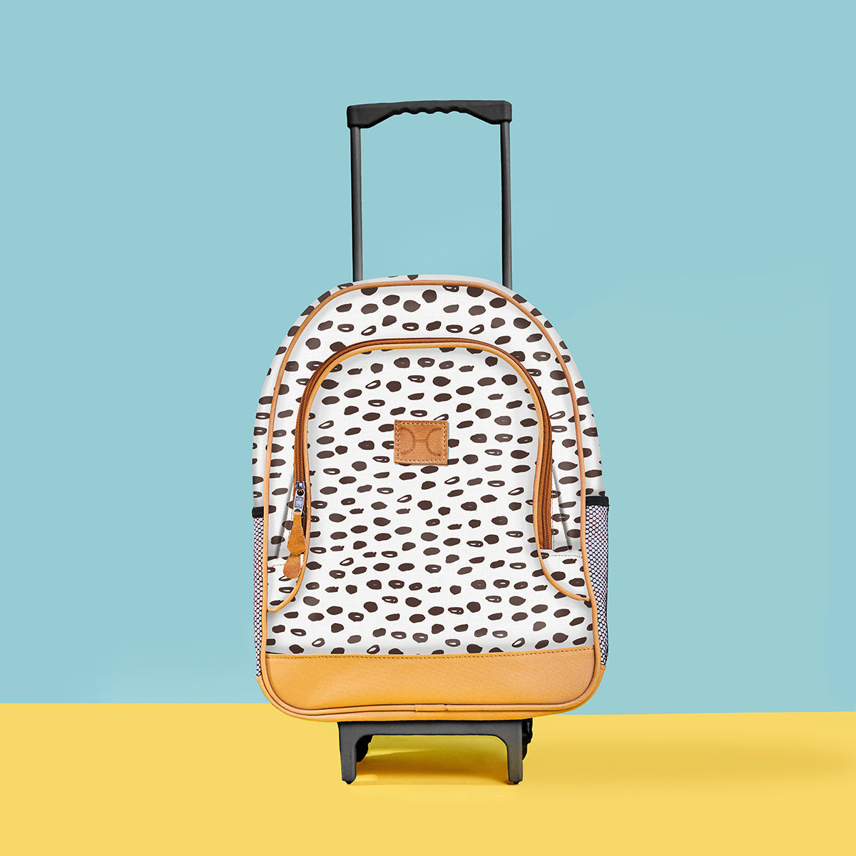 Kids Wheelie Backpack | Laminated Fabric | Black Handle Seeds – White Kids Backpack by Thandana