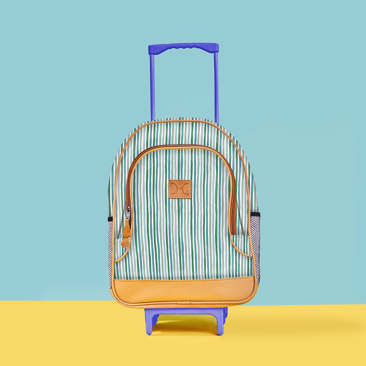 Kids Wheelie Backpack | Laminated Fabric | Blue Handle Kids Backpack by Thandana