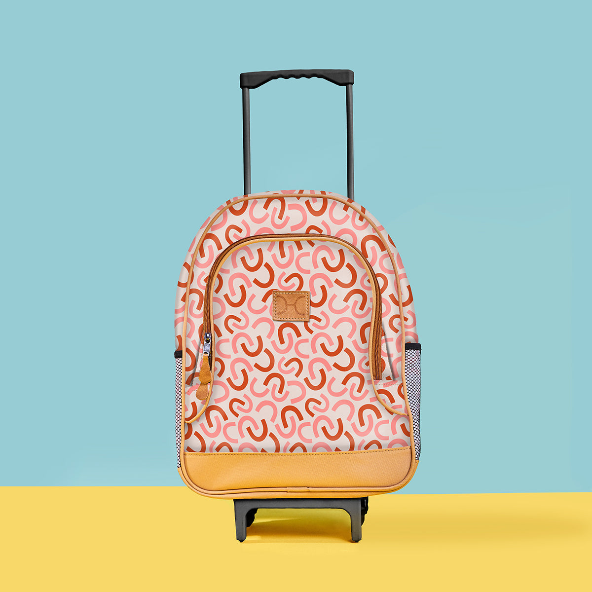Kids Wheelie Backpack | Laminated Fabric | Blue Handle Kids Backpack by Thandana