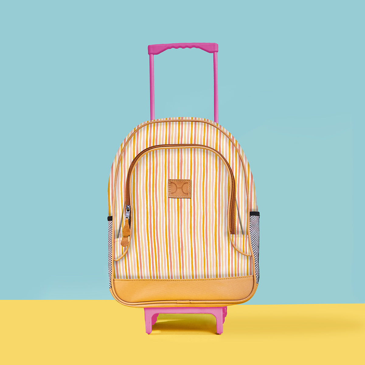 Kids Wheelie Backpack | Laminated Fabric | Blue Handle Kids Backpack by Thandana