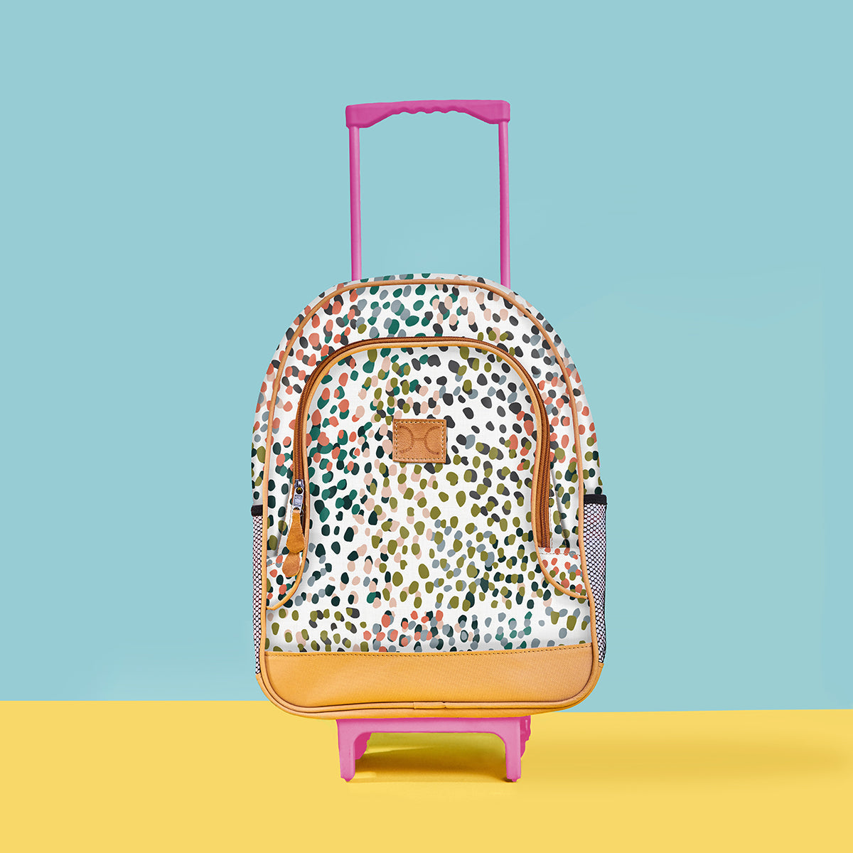 Kids Wheelie Backpack | Laminated Fabric | Blue Handle Kids Backpack by Thandana
