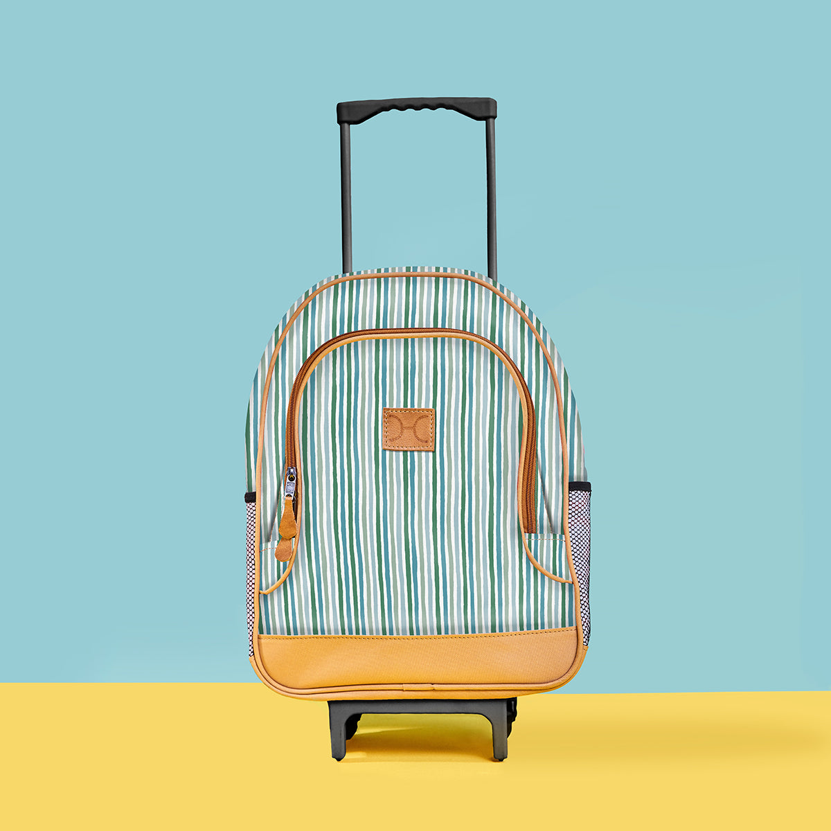 Kids Wheelie Backpack | Laminated Fabric | Blue Handle Kids Backpack by Thandana
