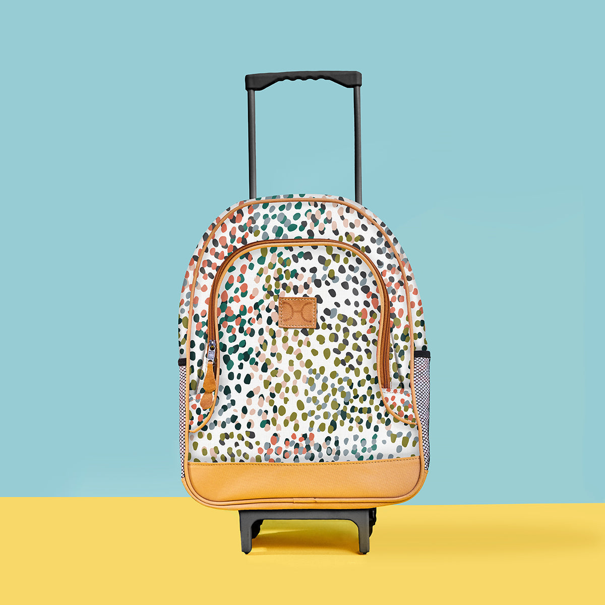 Kids Wheelie Backpack | Laminated Fabric | Blue Handle Kids Backpack by Thandana