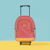 Kids Wheelie Backpack | Laminated Fabric | Blue Handle Kids Backpack by Thandana