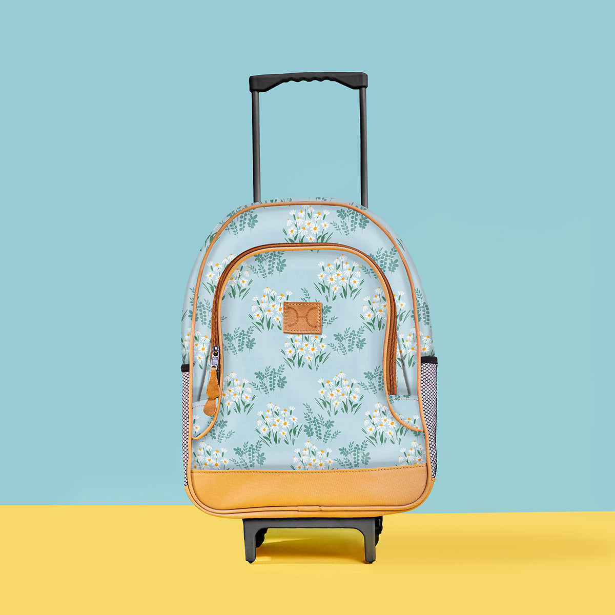Kids Wheelie Backpack | Laminated Fabric | Blue Handle Kids Backpack by Thandana
