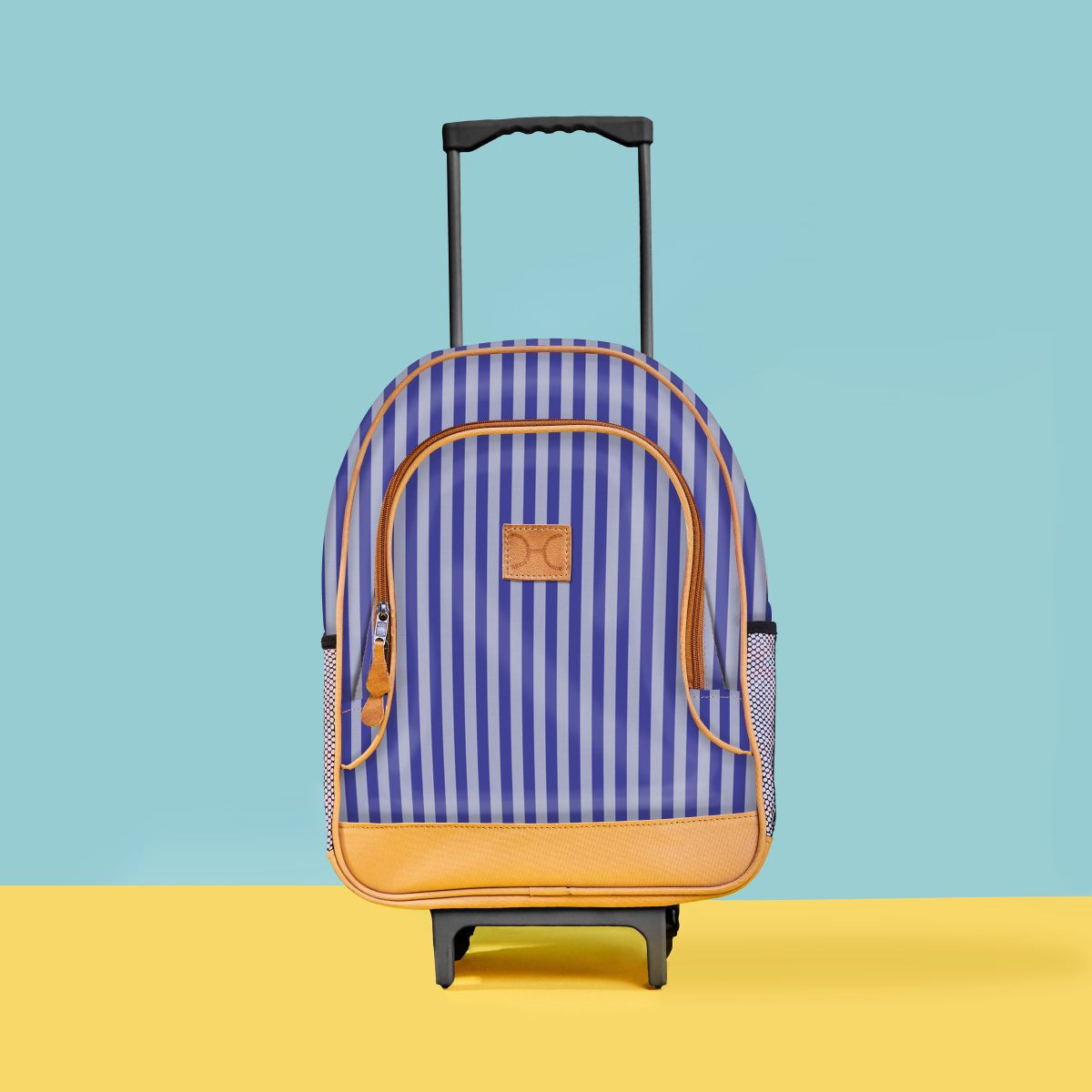 Kids Wheelie Backpack | Laminated Fabric | Blue Handle Kids Backpack by Thandana