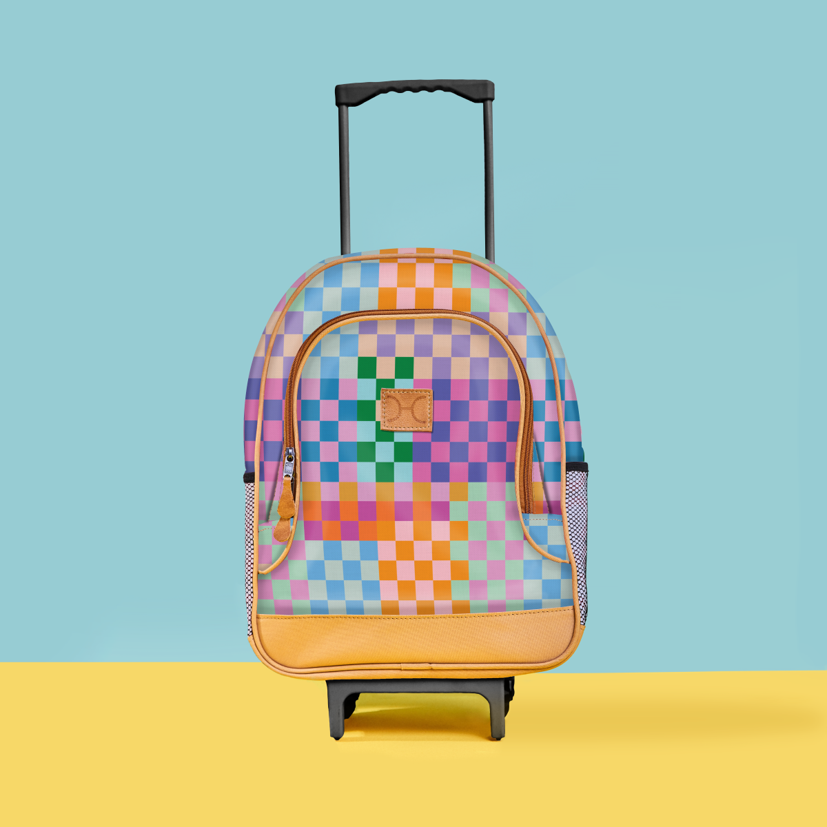 Kids Wheelie Backpack | Laminated Fabric | Blue Handle Kids Backpack by Thandana