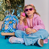 Kids Wheelie Backpack | Laminated Fabric | Blue Handle Kids Backpack by Thandana