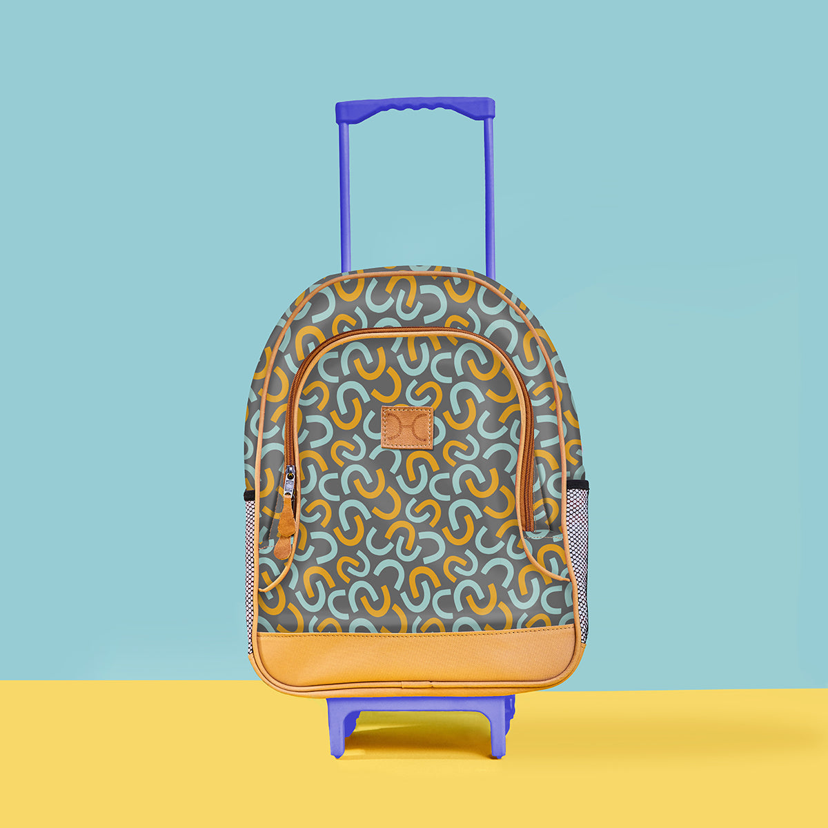 Kids Wheelie Backpack | Laminated Fabric | Blue Handle Kids Backpack by Thandana