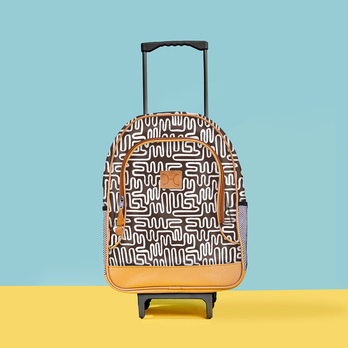 Kids Wheelie Backpack | Laminated Fabric | Blue Handle Kids Backpack by Thandana