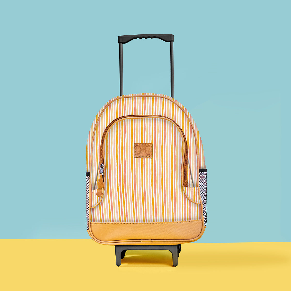 Kids Wheelie Backpack | Laminated Fabric | Blue Handle Kids Backpack by Thandana