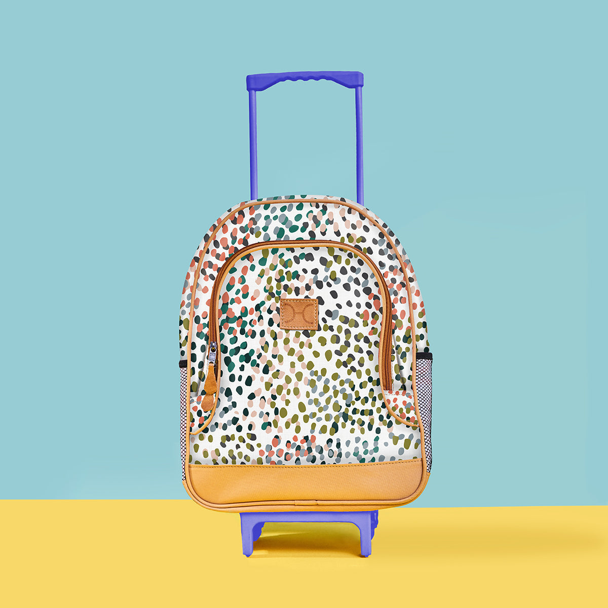 Kids Wheelie Backpack | Laminated Fabric | Blue Handle Confetti - All About Kids Backpack by Thandana