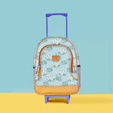 Kids Wheelie Backpack | Laminated Fabric | Blue Handle Crazy Daisy - Sage Kids Backpack by Thandana