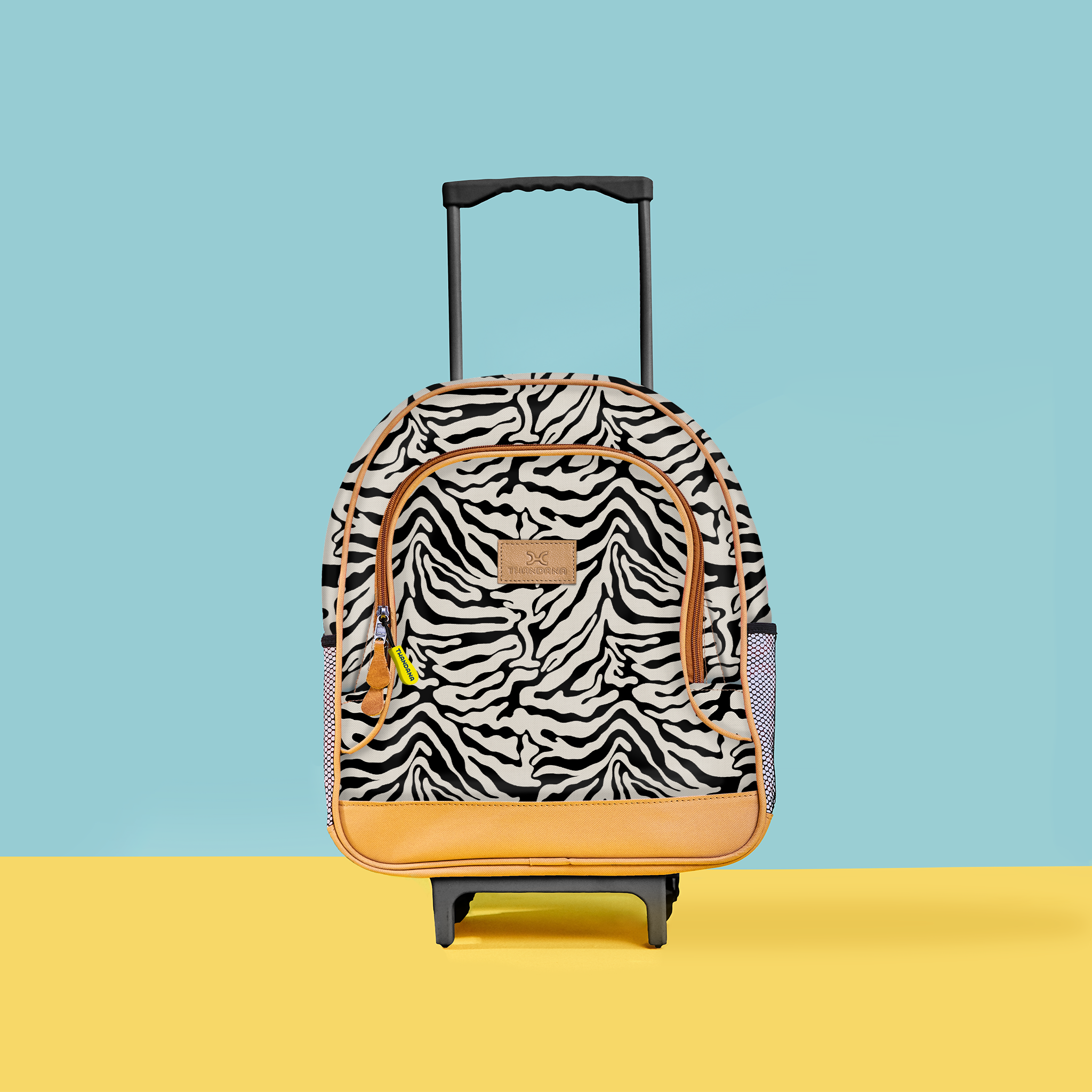 Kids Wheelie Backpack | Laminated Fabric | Blue Handle Nomad Stripe - Pitch Kids Backpack by Thandana